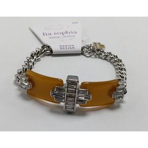 Lia Sophia Silver and Yellow Mustard Color  Adjustable Bracelet w Orig Tags